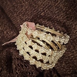 White silver beaded bracelet/bangles NEW